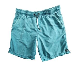 Billabong Men's Teal Blue Swim Trunks Elastic Waist Drawstring Pockets XL